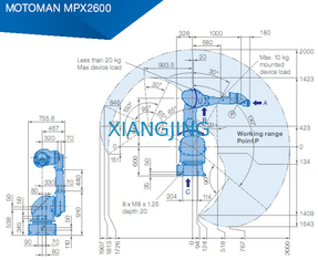 YASKAWA MPX2600 Lengan Robot Industri Untuk Melukis 15kg Payload 2000mm Arm Robots