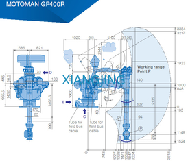 GP400R Digunakan Robot Yaskawa Untuk Memilih Dan Menempatkan 400kg Payload 3518mm Arm Robots